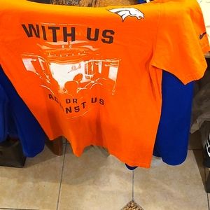 DENVER Broncos Shirt. NIKE, Small adult, Orange, Blue, White